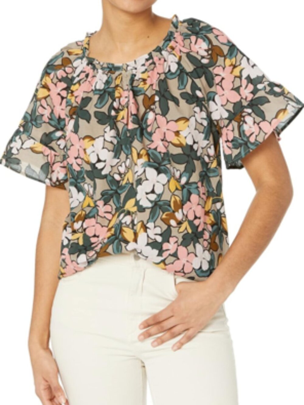 Velvet -Graham & Spencer Lucy Printed Voile Ruffle Sleeve Blouse - NWT - Size S